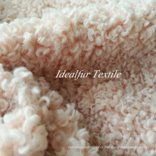 Pink Curly Lamb Fake Fur Fabric